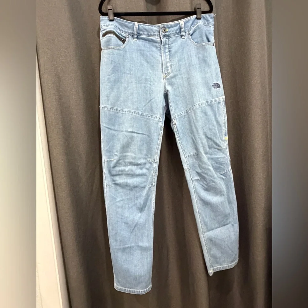 The North Face Urban Exploration Tech Denim pants in light blue wash men size 36